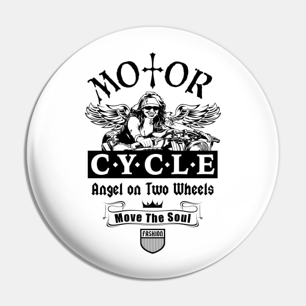 Biker T-shirt, Motor Cycle Angel on Two Wheels Pin by Ben Foumen