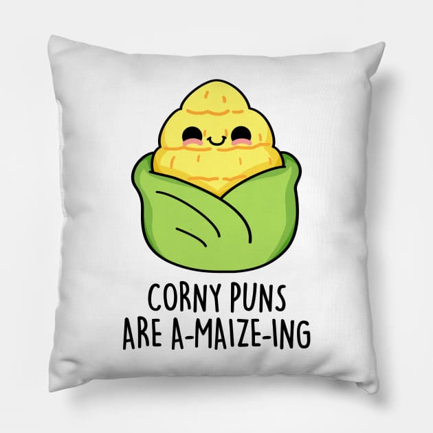 Corny Puns Are A-maize-ing Cute Funny Corn Pun Pillow by punnybone