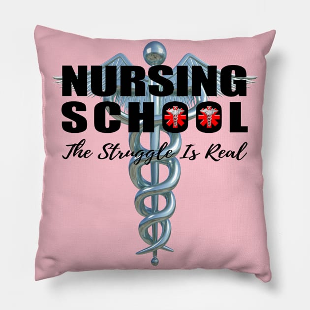 Nursing School The Struggle Is Real Pillow by macdonaldcreativestudios