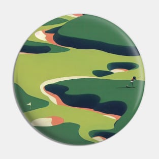 Retro Golf Course with Wes Anderson Colors Pin