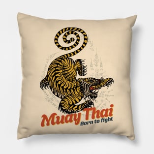Vintage Muay Thai Tiger Tattoo Pillow