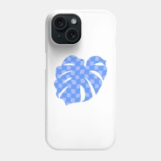 Checker Board Monstera Leaf - blue and periwinkle Phone Case