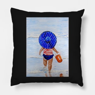 Beach Belle #2 - Little Girl on Beach Pillow