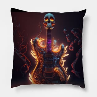 Magic electric guitar with skull Pillow