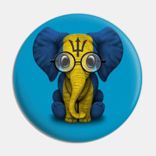 Baby Elephant with Glasses and Barbados Flag Pin