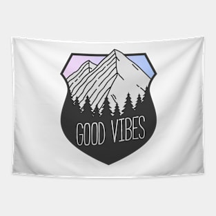 Good Vibes Mountain Crest Sunset Tapestry