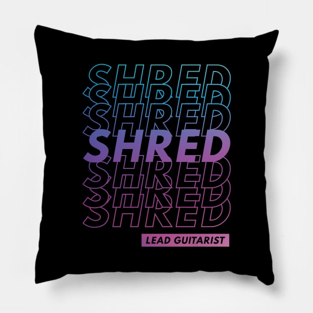 Shred Lead Guitarist Repeated Text Purple Gradient Pillow by nightsworthy