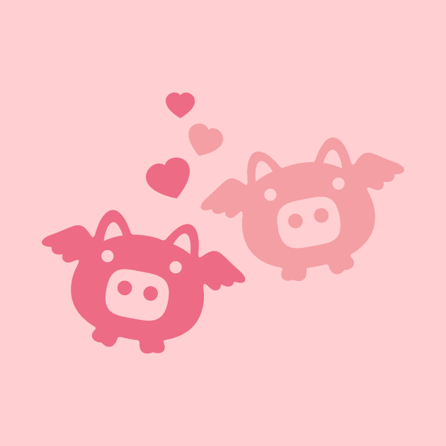 Flying Pigs in Love by XOOXOO