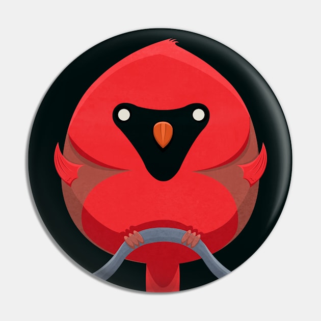 Cartoon Cardinal Pin by Art by Angele G