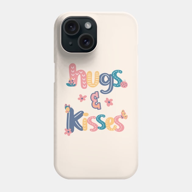 Hugs and Kisses with ladybugs and butterflies Phone Case by Unified by Design