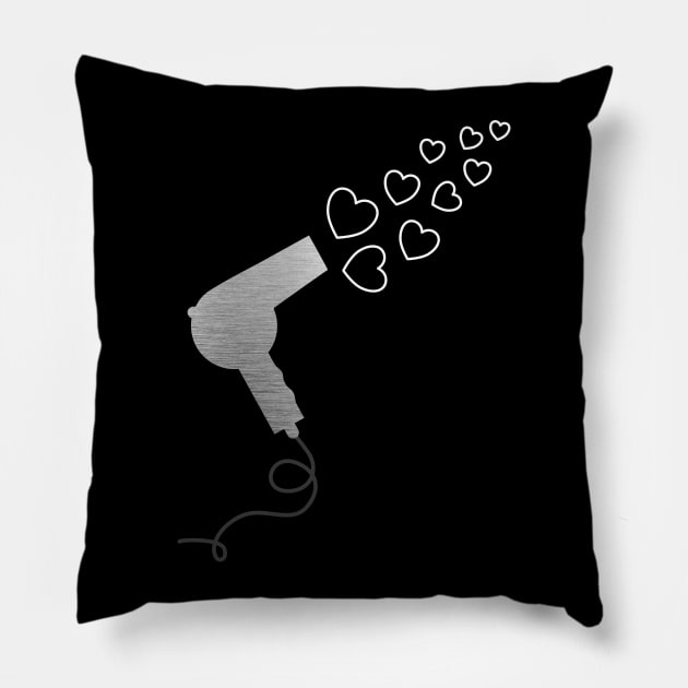 Blowdryer Hearts Pillow by chellan