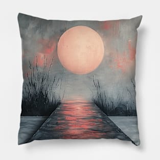 The moon over the lake. Abstraction Pillow