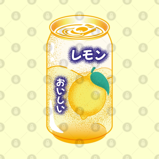 Lemon Soda Can Japanese Soft Drink Kawaii Soft Pastel Pop Art Retro by AoiKasumi