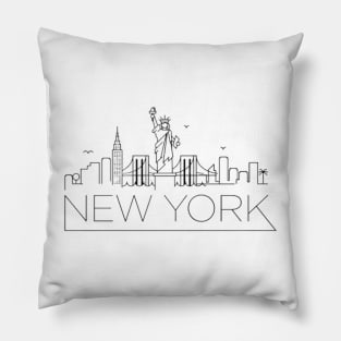 New York - Digital Drawing - B&W Pillow