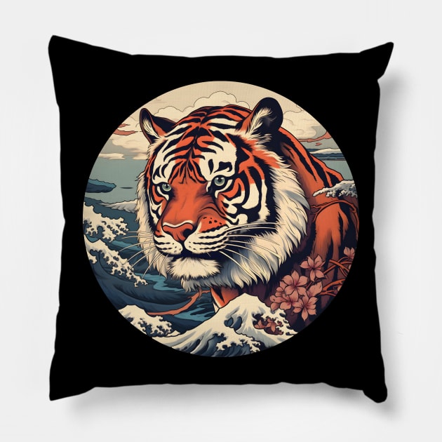 Ukiyo-e tiger Japan Pillow by beangeerie