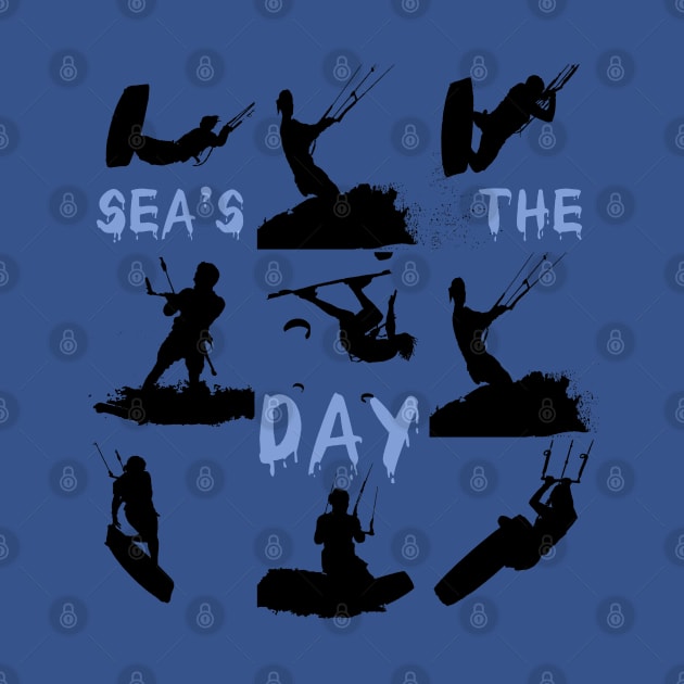 Kitesurfer Pattern Black Silhouette Seas The Day Quote by taiche