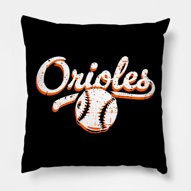 Retro Orioles offset Pillow by Throwzack