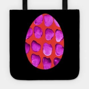 Easter egg - animal print with stains, isolated on black background. Simple red and violet boho watercolor. Design for background, cover and packaging, Easter and food illustration, greeting card. Tote