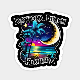 Daytona Beach Florida FL Moon Sunset Beach Ocean Palm Tree Magnet