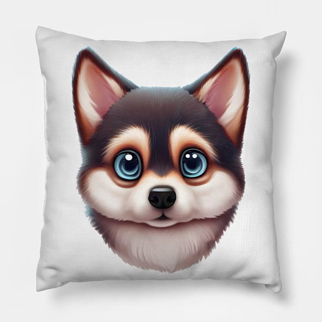 Howl-some Alaskan Klee Kai Pillow by Art By Mojo