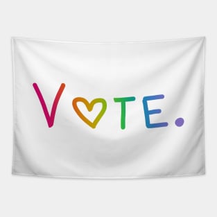 Vote. (Rainbow Ombre, Heart Font) Tapestry