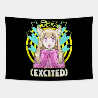 Anime Japanese Girl Manga Excited Face Cute Otaku Tapestry