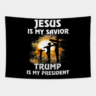 Jesus Is My Savior Trump Is My President American Flag Tapestry