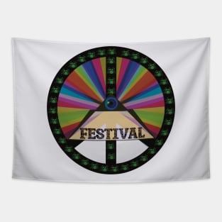 Music Festival Peace Symbol with Drum kit overlay Tapestry