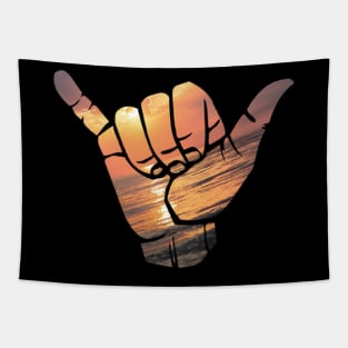 Shaka - Surfing Sunset Beach for Positivity & Good Vibes Tapestry