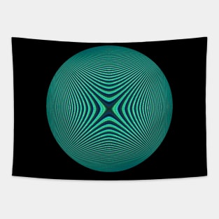 Turquoise /teal hypnotic circle with optical illusion Tapestry