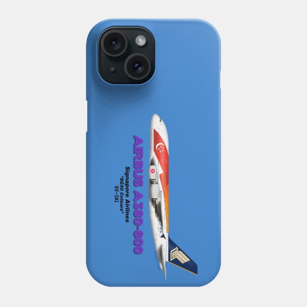 Airbus A380-800 - Singapore Airlines "SG50 Colours" Phone Case by TheArtofFlying