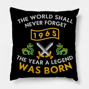 1965 The Year A Legend Was Born Dragons and Swords Design (Light) Pillow