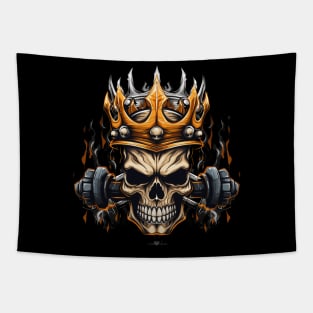 Barbells with Skull with crown Tapestry