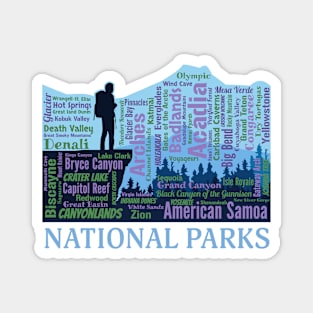 All National Parks List Word Cloud Magnet