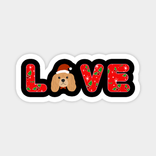 Christmas Love Puppy With Santa Hat Magnet