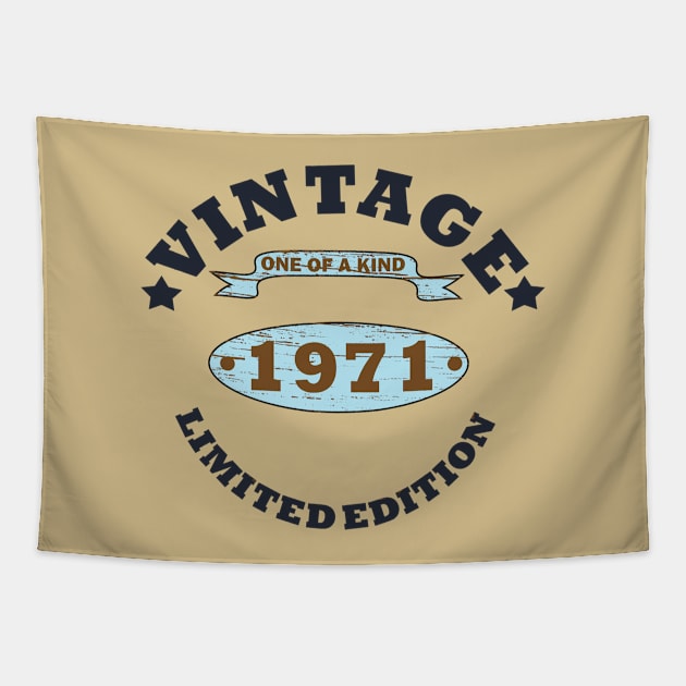 vintage 1971 birthday limited edition Tapestry by omitay