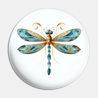 Aqua Blue Artistic and Fun Dragonfly Pin