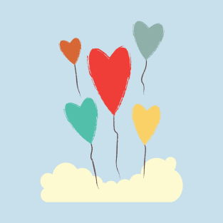 Heart Balloons above the Clouds T-Shirt