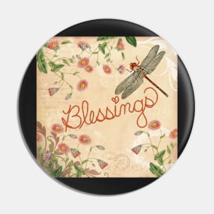 Inspirational Quote Blessings Dragonfly Floral Vintage Wild Flowers Gifts Pin