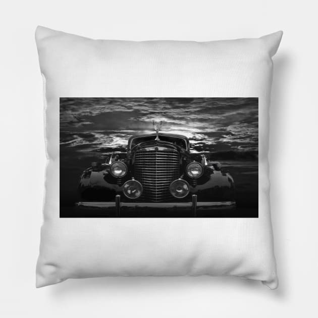 BLACK CADILLAC AT MIDNIGHT Pillow by Larry Butterworth