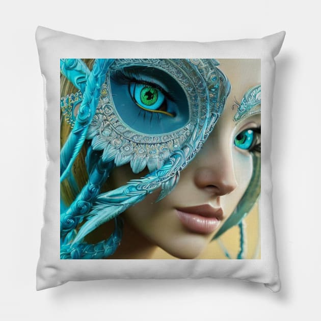 Imaginary Portrait Owl Goddess Pillow by Zachariya420