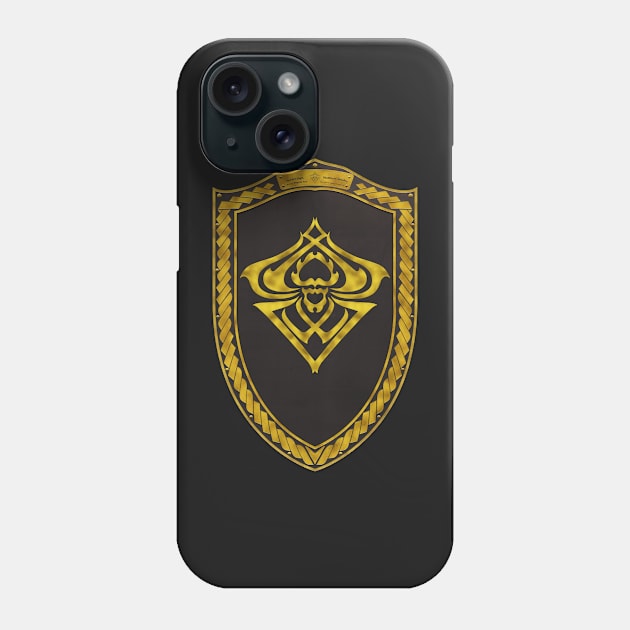 Spider Sigil Gold (Shield Gold Celtic Rope Gold rims Black Core) Phone Case by Swabcraft