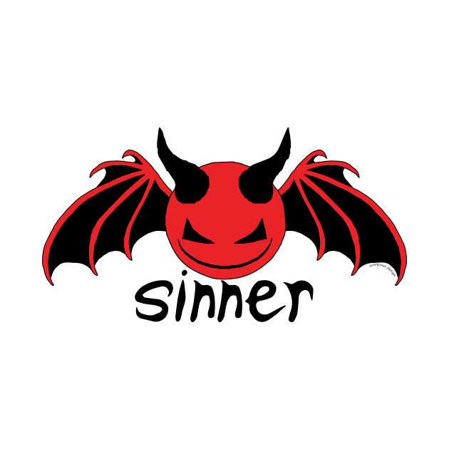 Smiley Sinner - Black on Red by Scorpious Design