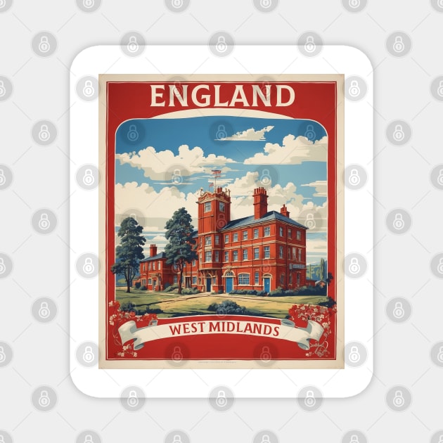 West Midlands England Vintage Travel Tourism Poster Magnet by TravelersGems