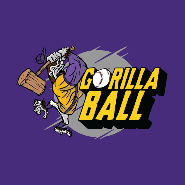 Gorilla Back is Back | Purple & Gold Baseball by SLAG_Creative