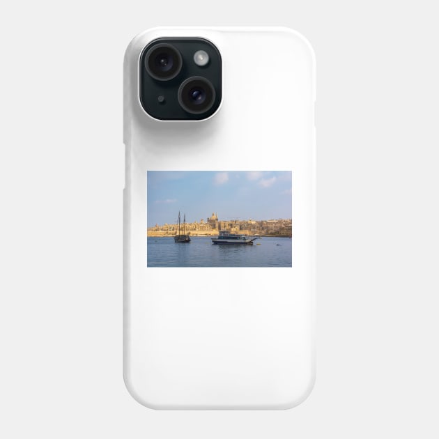 Coastal landscape of Valletta with ships Phone Case by lena-maximova