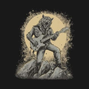 Angry wolf playing guitar T-Shirt