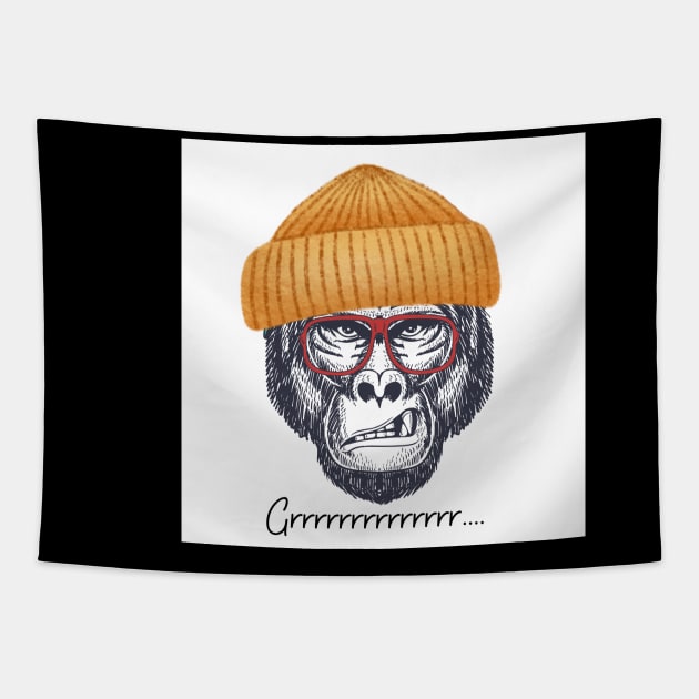 Angry gorilla with sunglass Tapestry by bars_sky