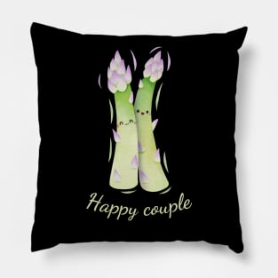 Happy Couple Cute Watercolor Asparagus Pillow