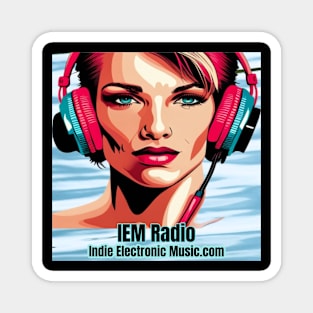 Synthwave Retrowave Girl In Headphones - IEM Radio Design Magnet